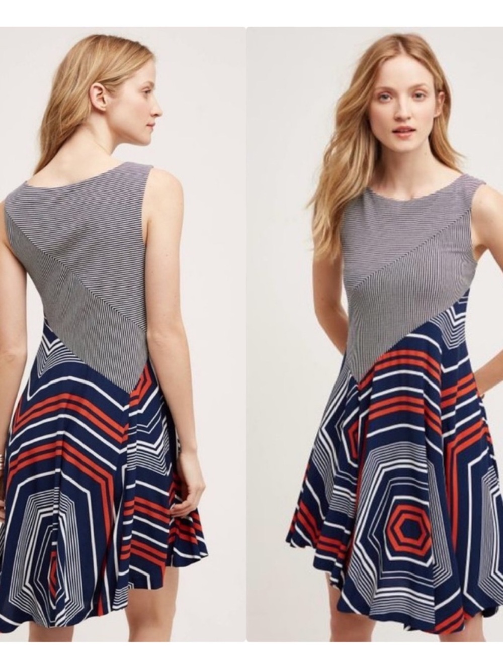 Maeve Anthropologie Cameron Asymmetrical Striped Dress